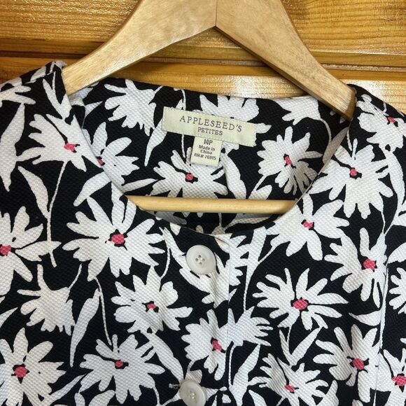 Appleseed’s Floral Cardigan Womens 14 Petite Textured Button Front Jacket - Picture 2 of 4